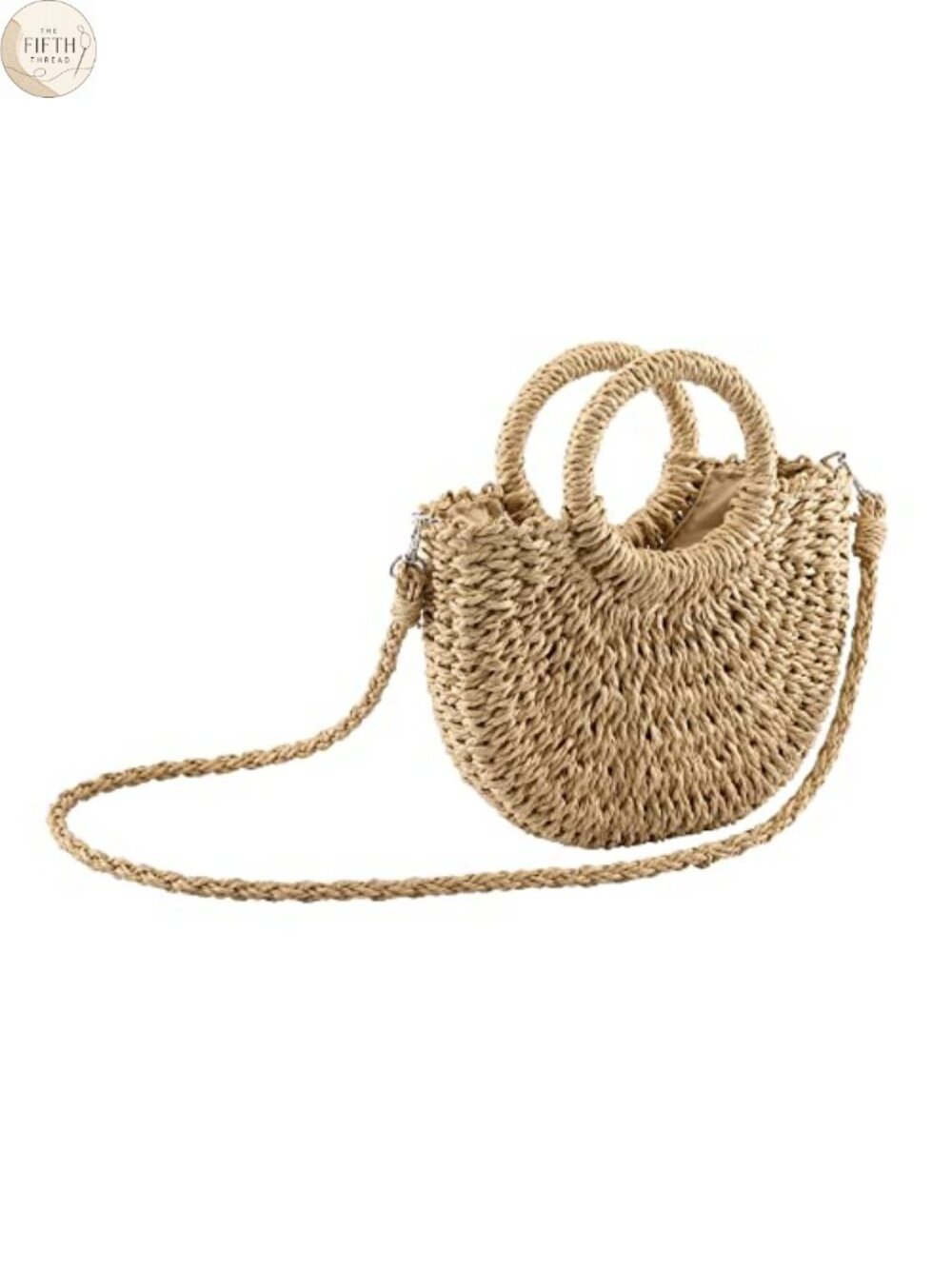Small Handwoven Straw Crossbody Bag with Removable Strap